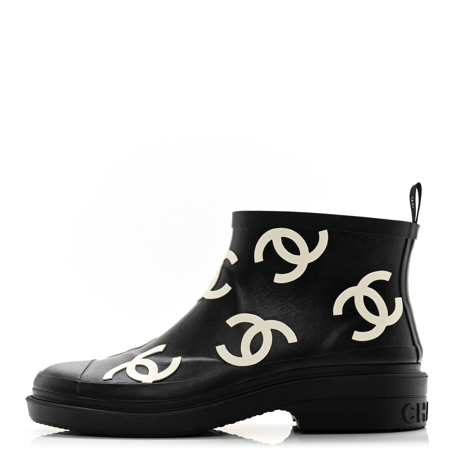 Chanel Rubber CC Print Boots 39 Black 1 of 10