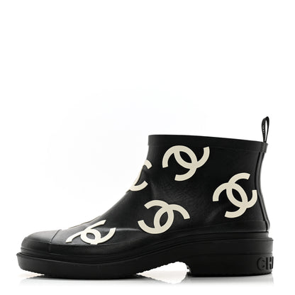 Chanel Rubber CC Print Boots 39 Black 1 of 10