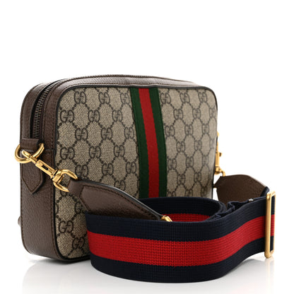 Gucci GG Supreme Monogram Textured Dollar Calfskin Web Ophidia Wristlet Shoulder Bag Beige Ebony New Acero 3 of 11