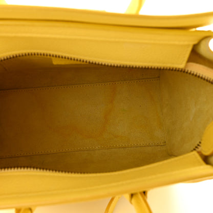 Celine Drummed Calfskin Nano Luggage Citron 5 of 13