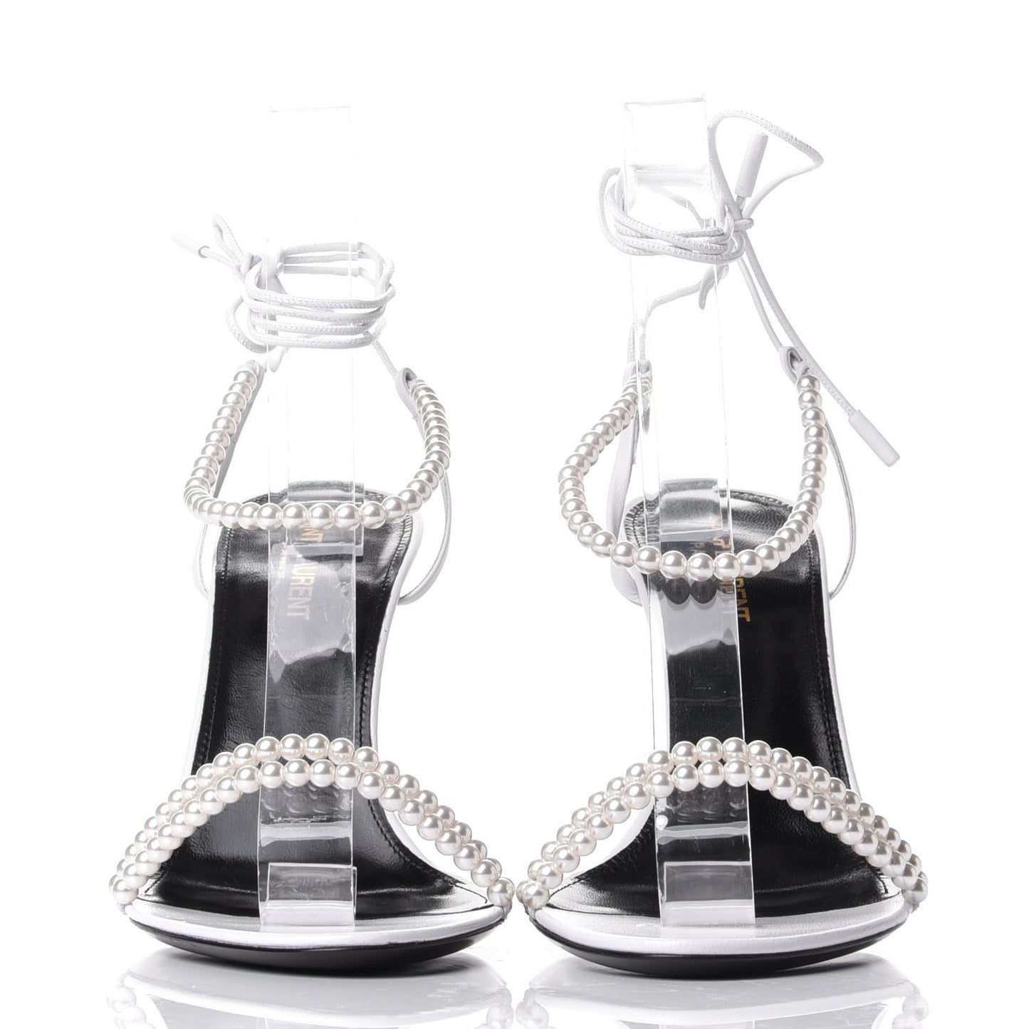 Pearl Embellished Wrap Pumps 39 White
