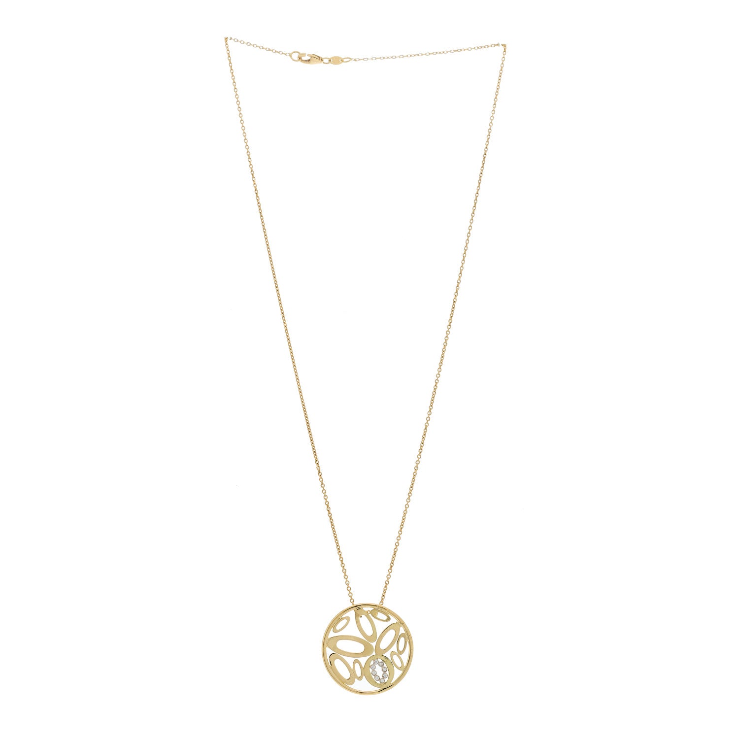 Roberto Coin 18K Yellow Gold Diamond Clic and Shine Round Pendant Necklace 3 of 6
