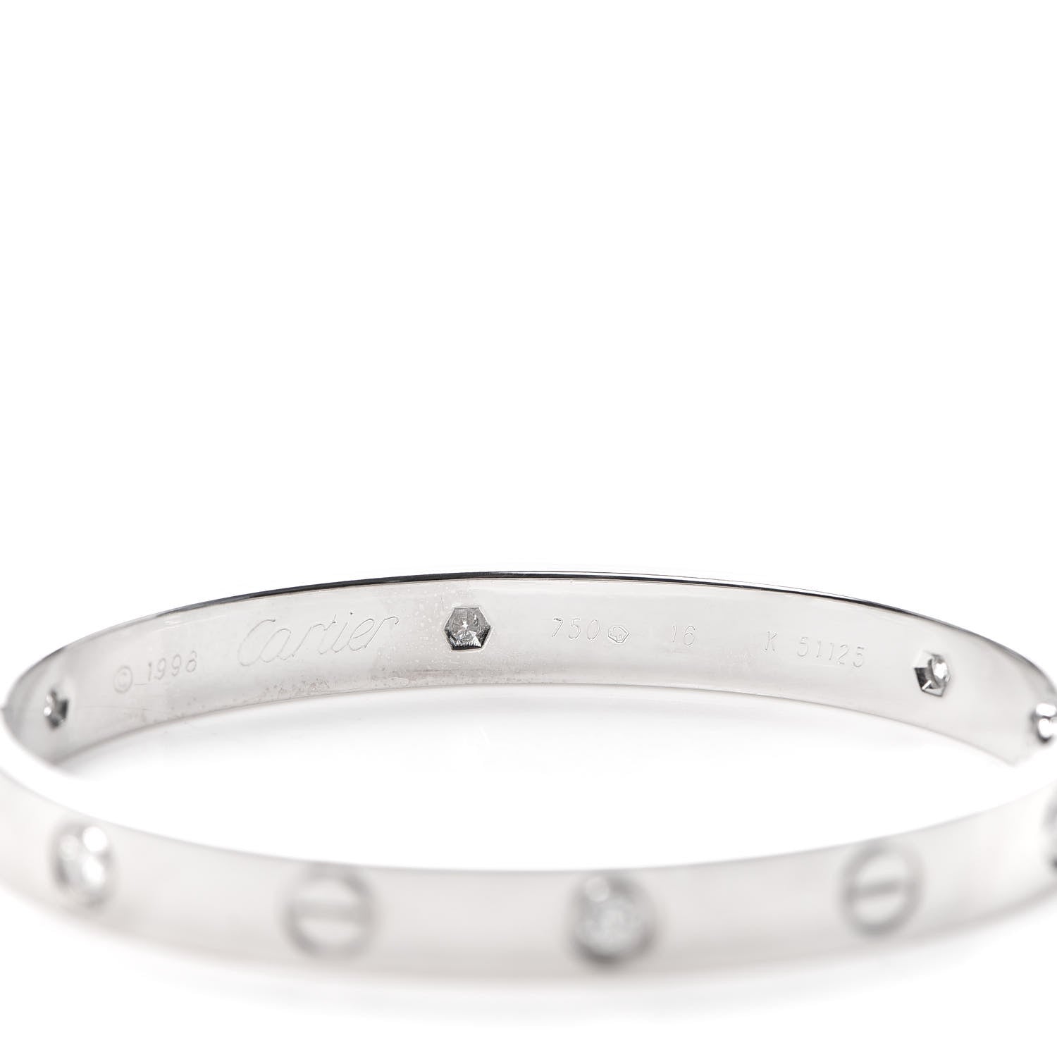 Cartier 18K White Gold 6 Diamond LOVE Bracelet 16 5 of 6
