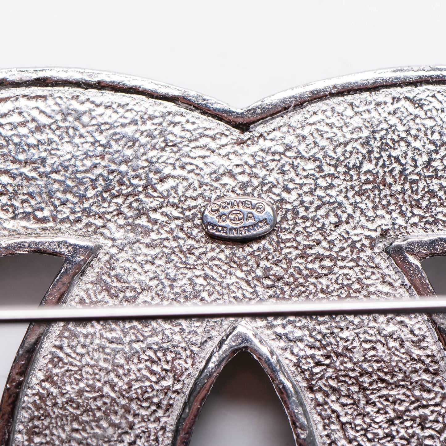 Ruthenium Large Chain CC Brooch Pin