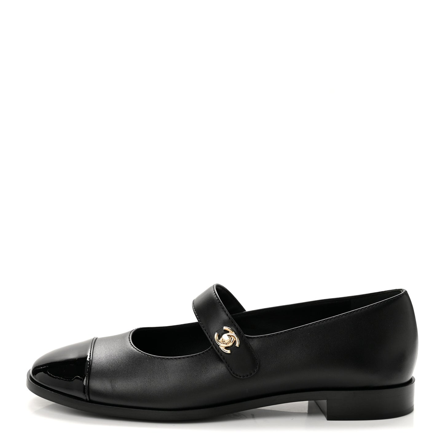 Calfskin Patent Mary Janes Flats 41 Black