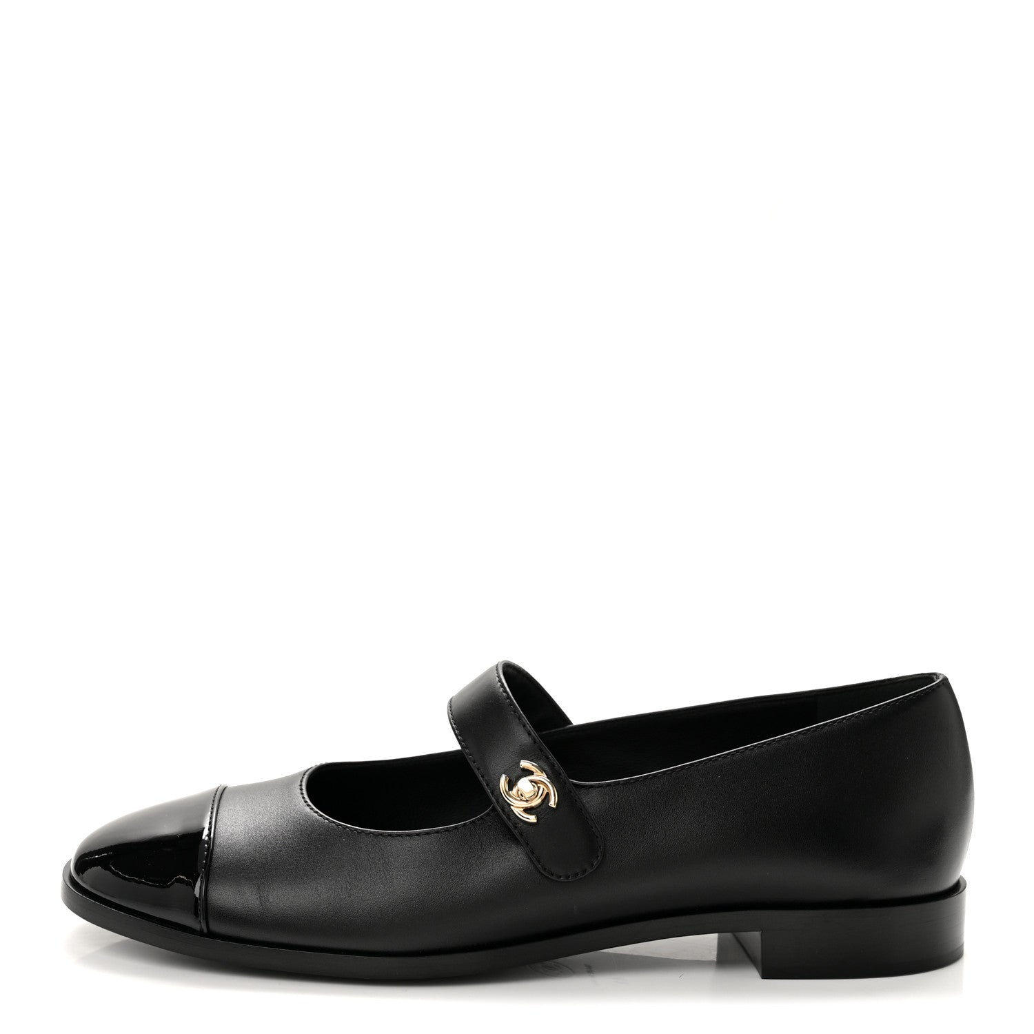 Chanel Calfskin Patent Mary Janes Flats 41 Black 1 of 11