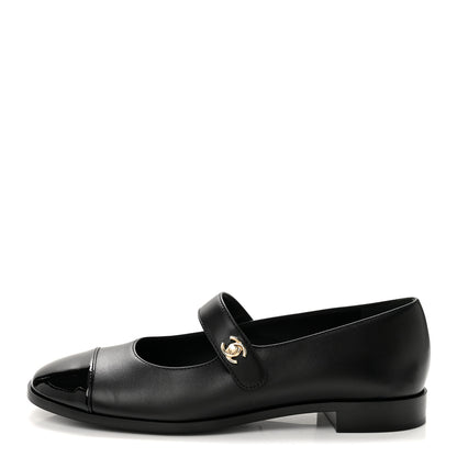 Chanel Calfskin Patent Mary Janes Flats 41 Black 1 of 11