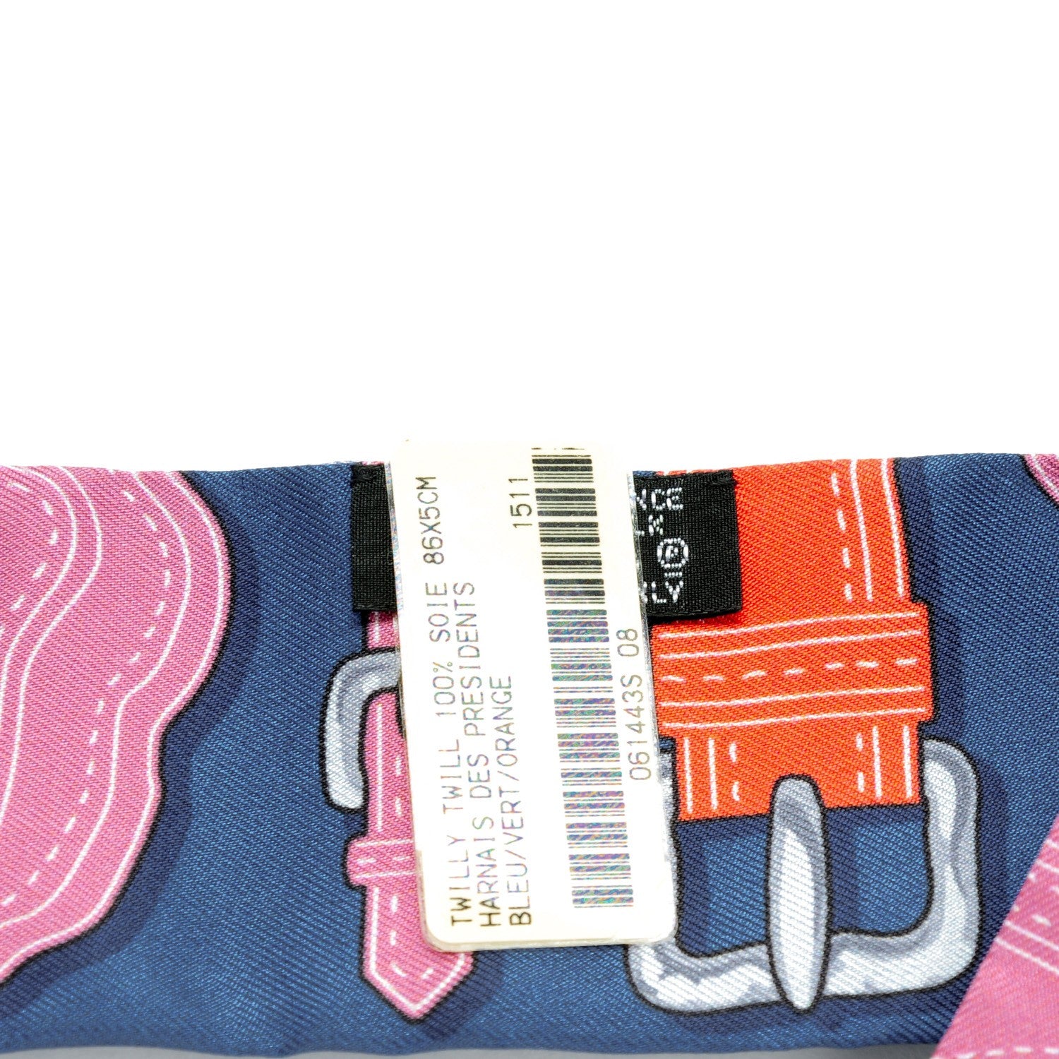 Hermes Silk Harnais Des Presidents Twilly Bleu Vert Orange 3 of 6