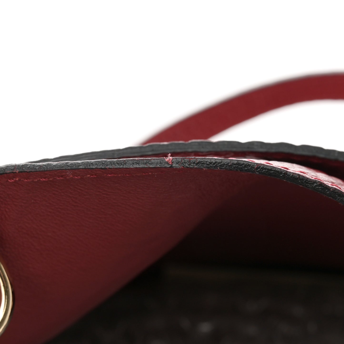 Signature Grain Calfskin Check Embossed Small Canterbury Tote Red