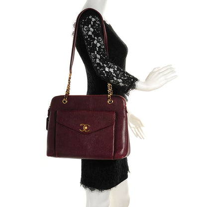 Chanel Caviar Shoulder Bag Bordeaux 2 of 9