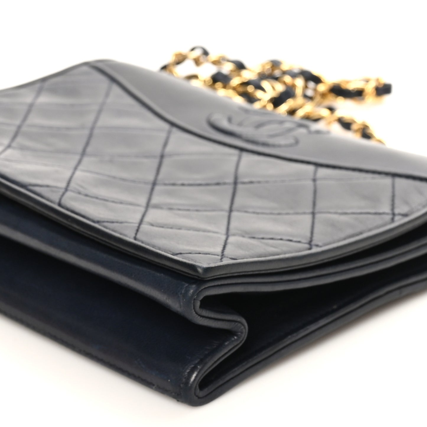 Lambskin Quilted Timeless CC Small Single Flap Navy Blue