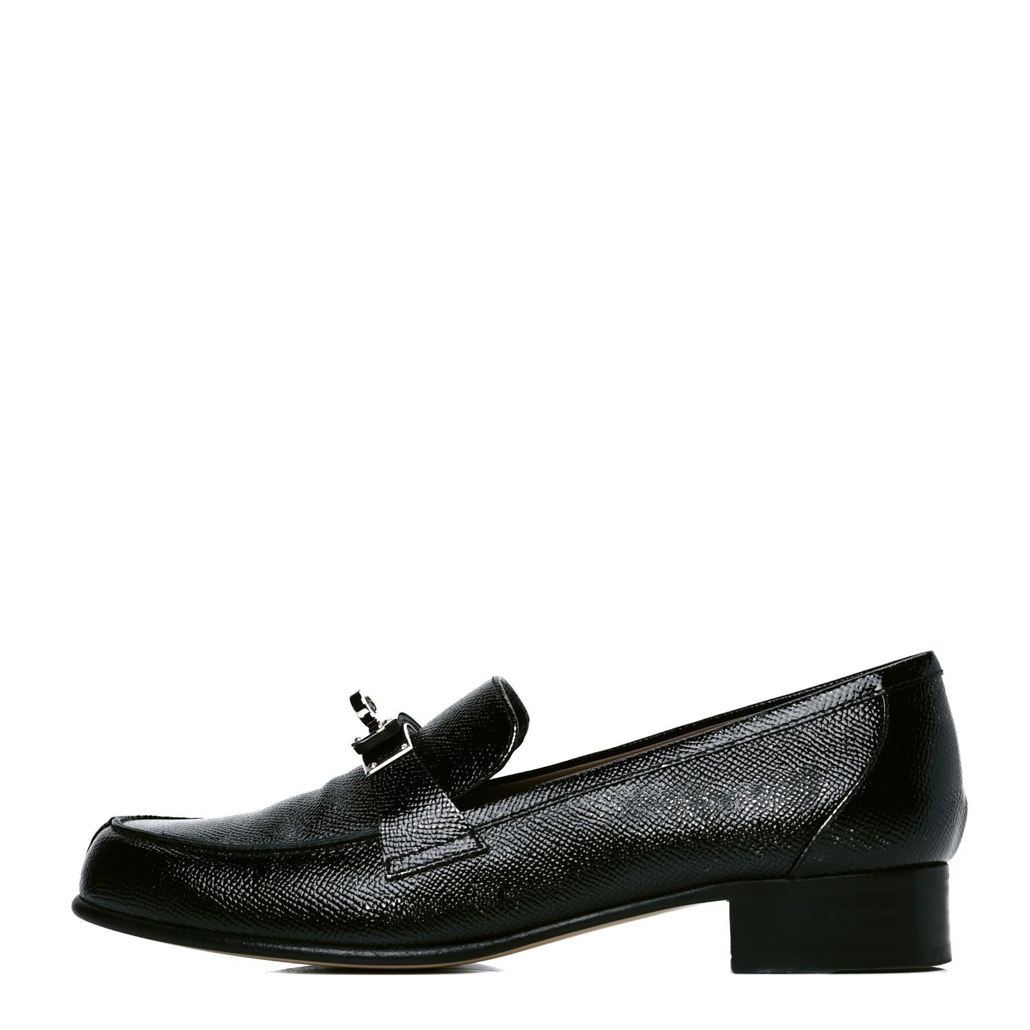 Hermes Patent Epsom Womens Kelly Loafers 38 Black 1 of 6
