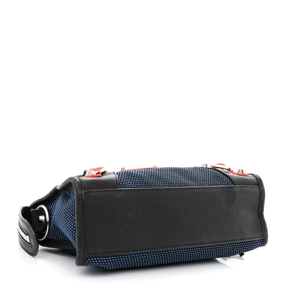 Balenciaga Mesh Agneau Arena Classic Silver Hardware Mini City Black Navy Orange 4 of 11