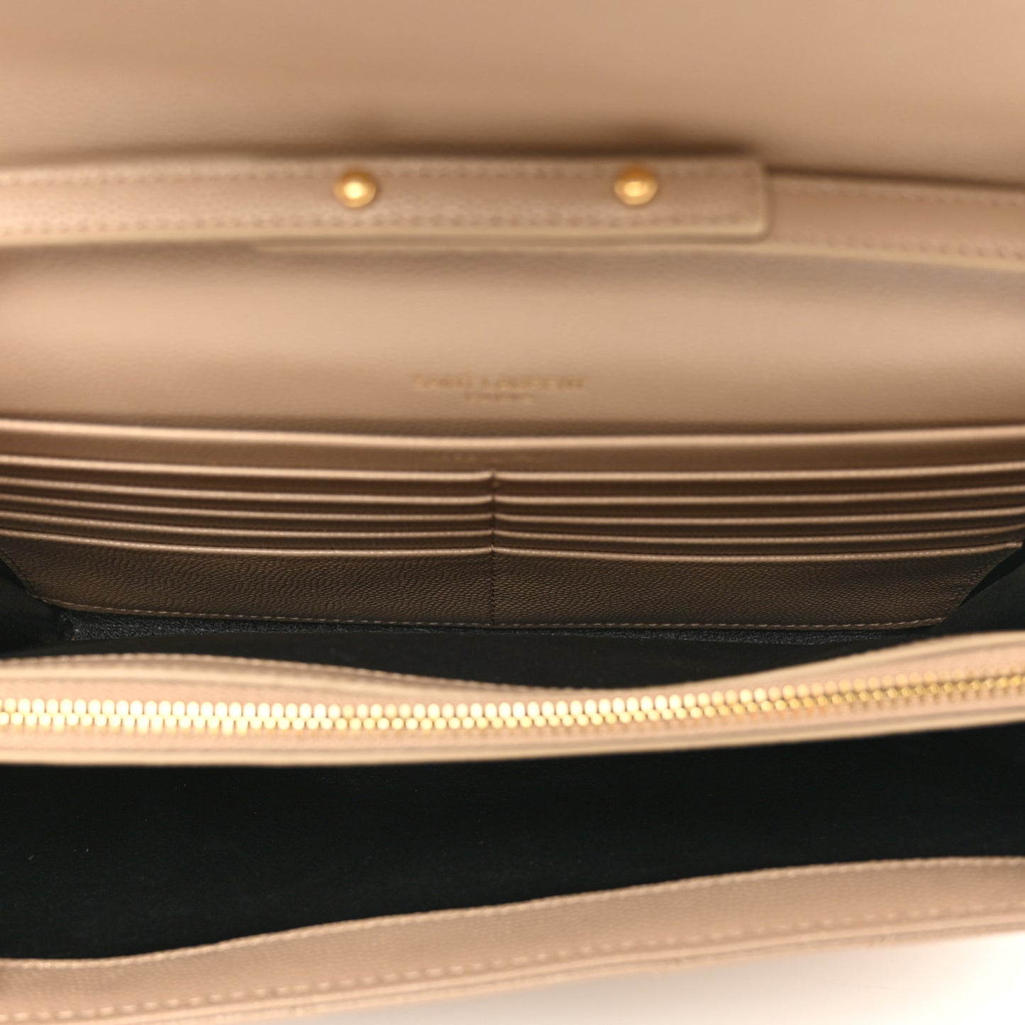 Grain De Poudre Matelasse Chevron Monogram Chain Wallet Dark Beige