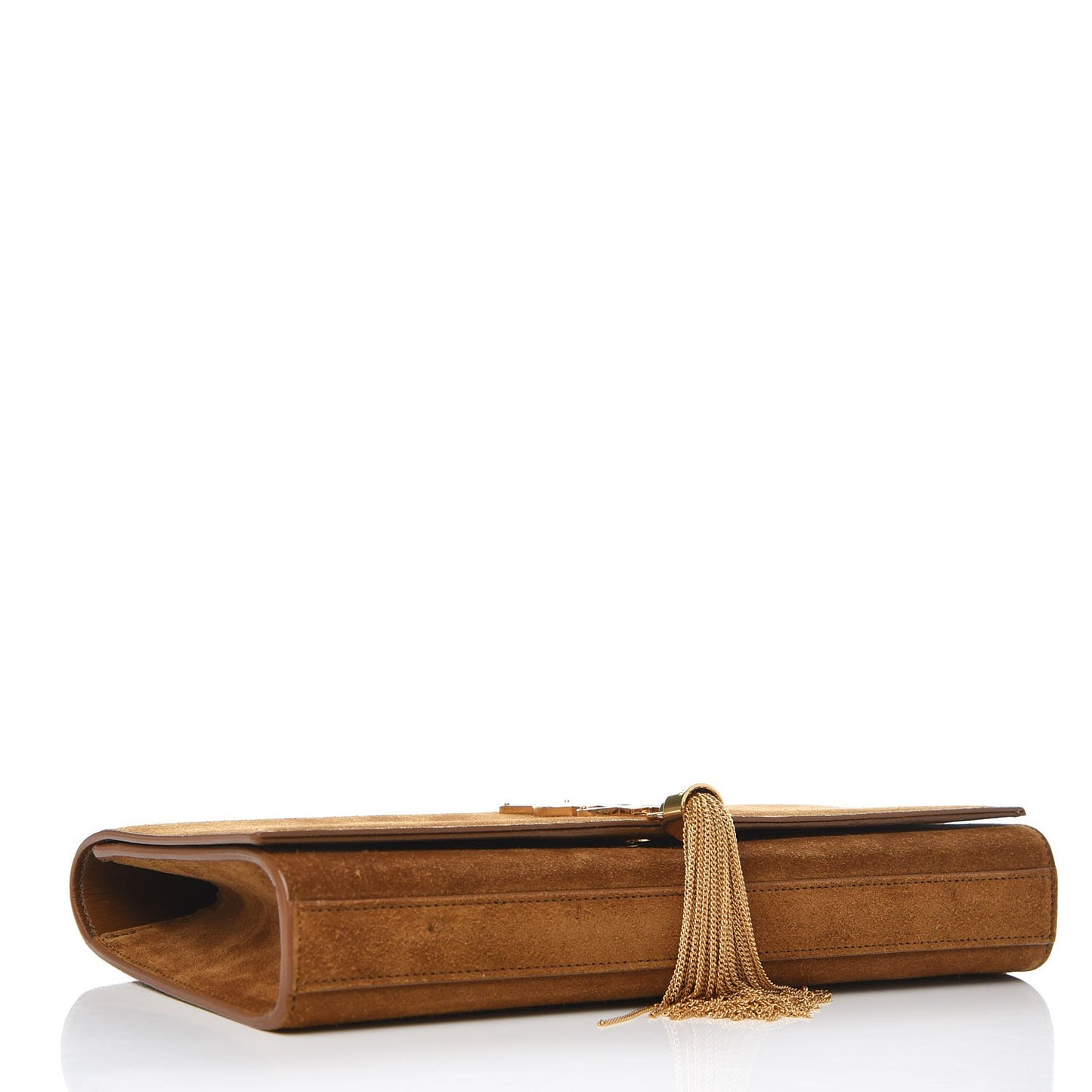 Suede Cassandre Tassel Clutch Tan