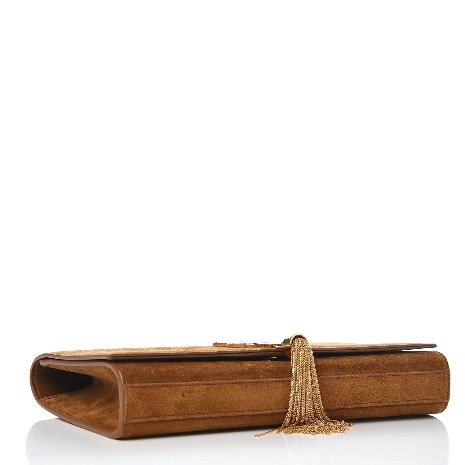 Saint Laurent Suede Cassandre Tassel Clutch Tan 4 of 8
