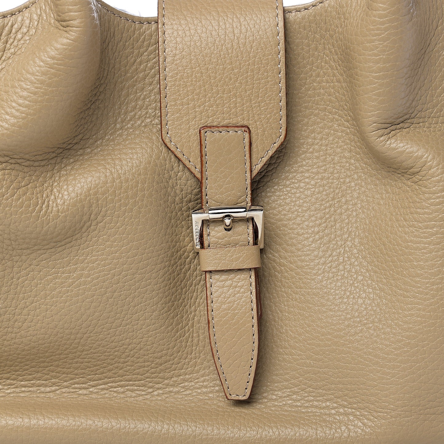 Grainy Calfskin Satchel Beige
