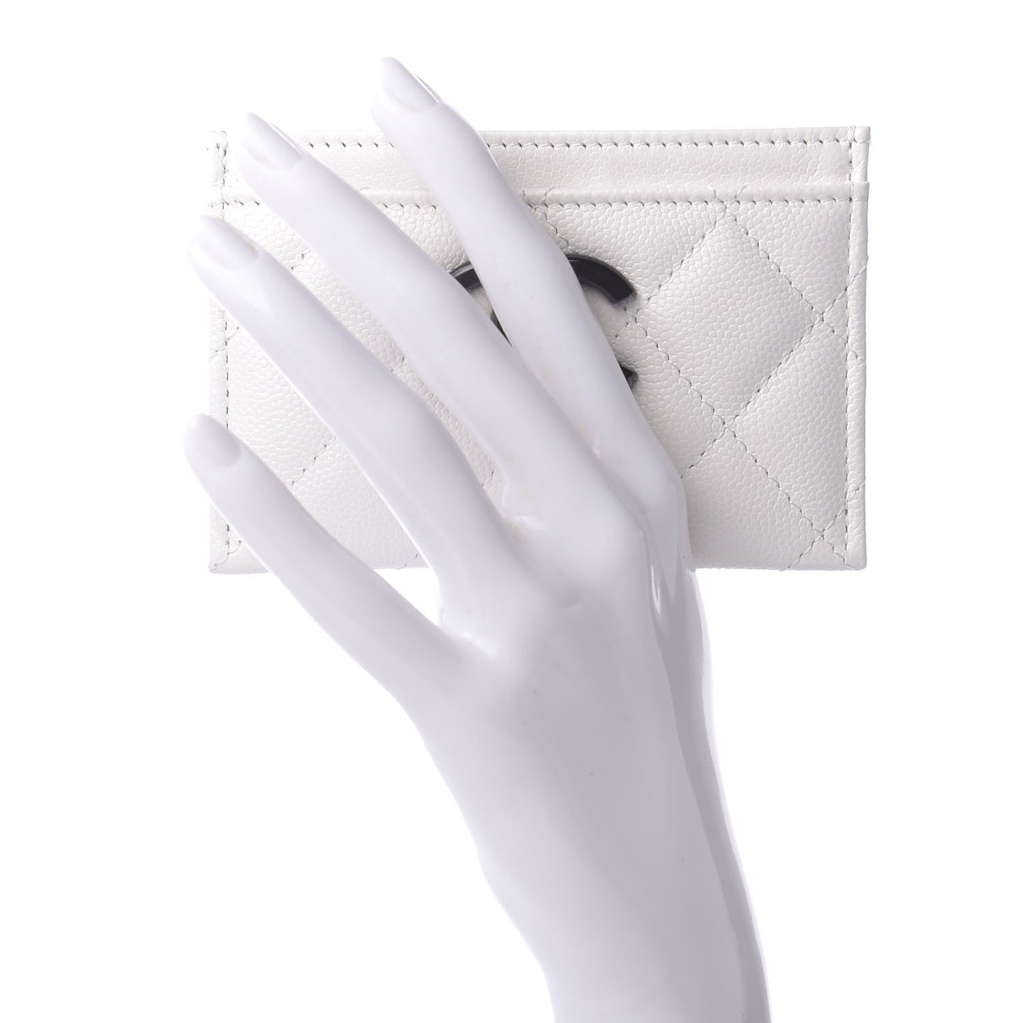 Caviar Quilted My Everything Card Holder White Black