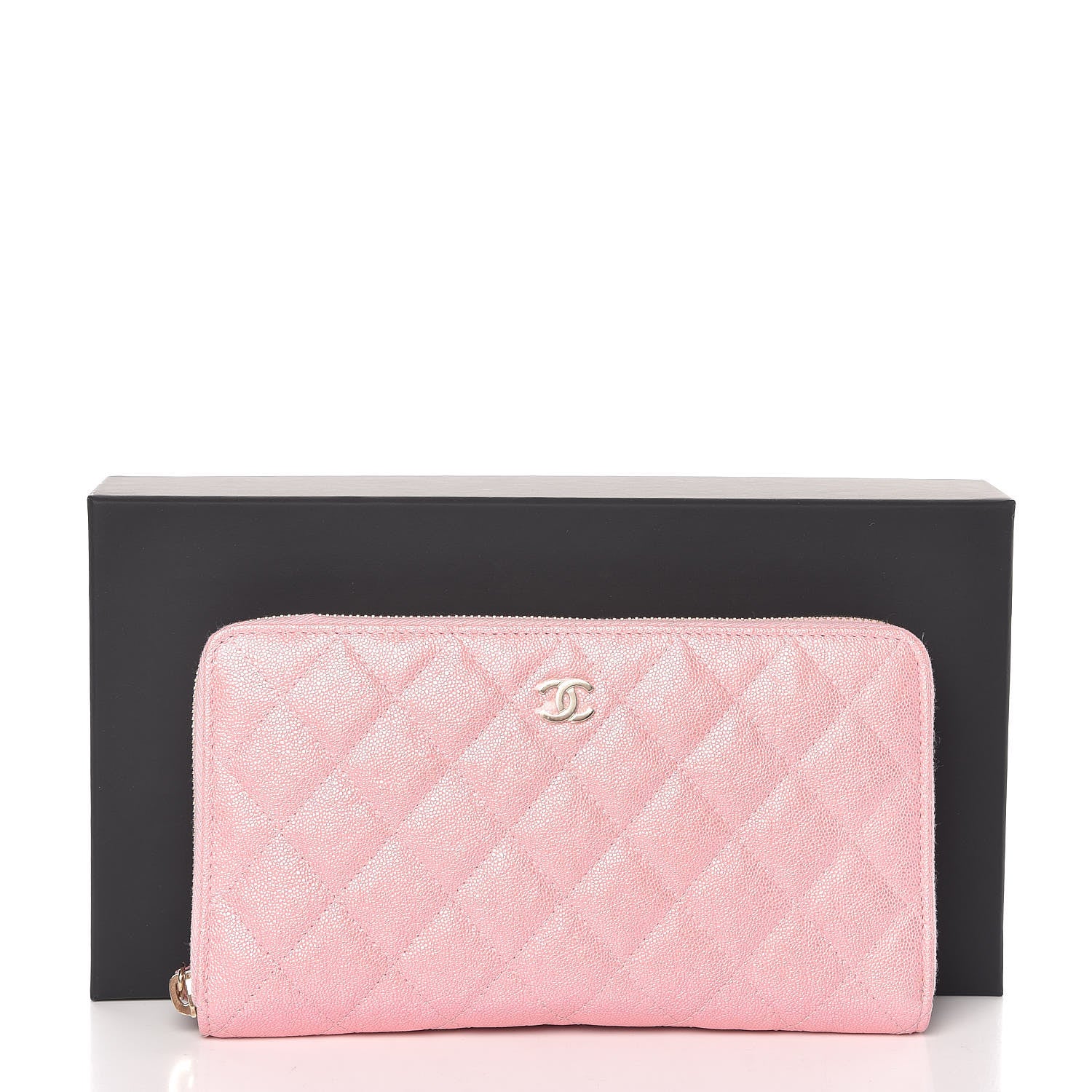 Chanel Iridescent Caviar Quilted Large Zip Around Organizer Wallet Pink 10 of 10