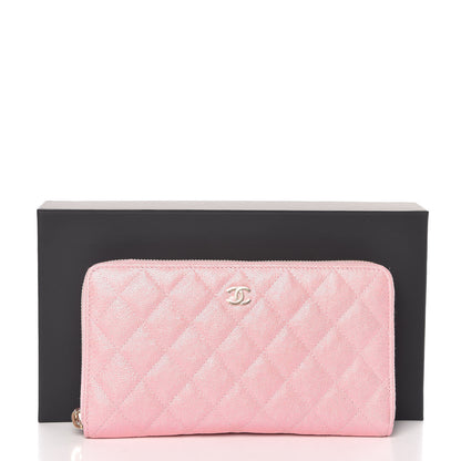 Chanel Iridescent Caviar Quilted Large Zip Around Organizer Wallet Pink 10 of 10