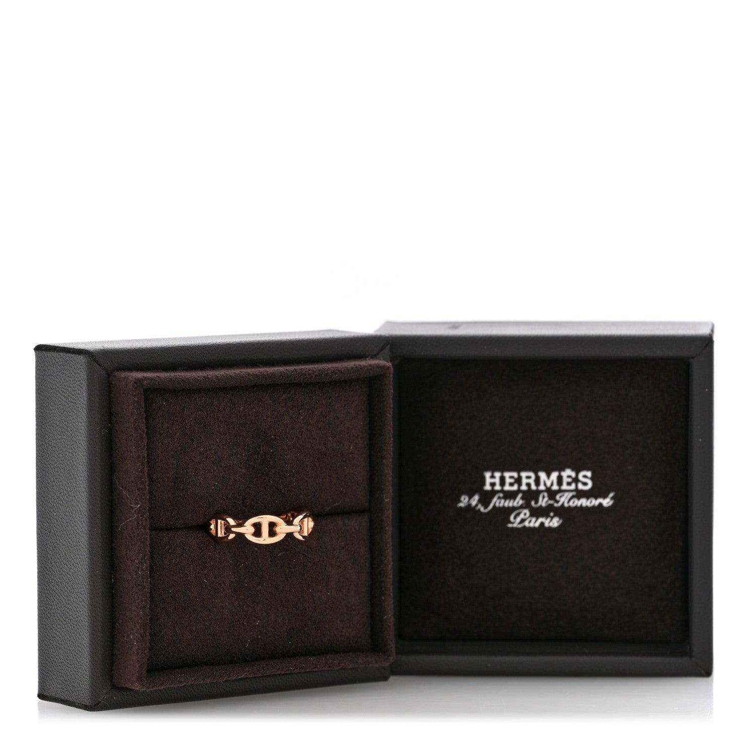 Hermes 18K Rose Gold PM Chaine d'Ancre Enchainee Ring 54 7 7 of 7