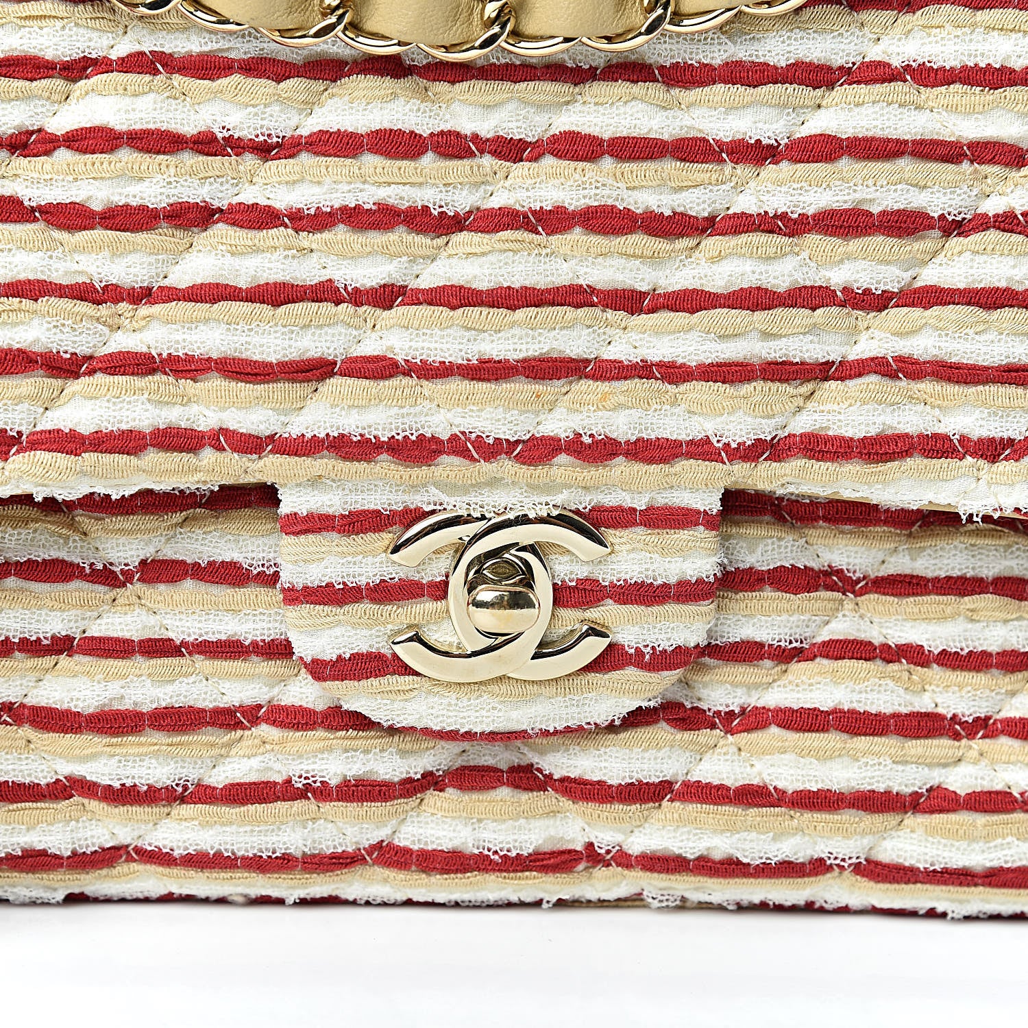 Chanel Jersey Quilted Medium Coco Sailor Flap Red White 8 of 12
