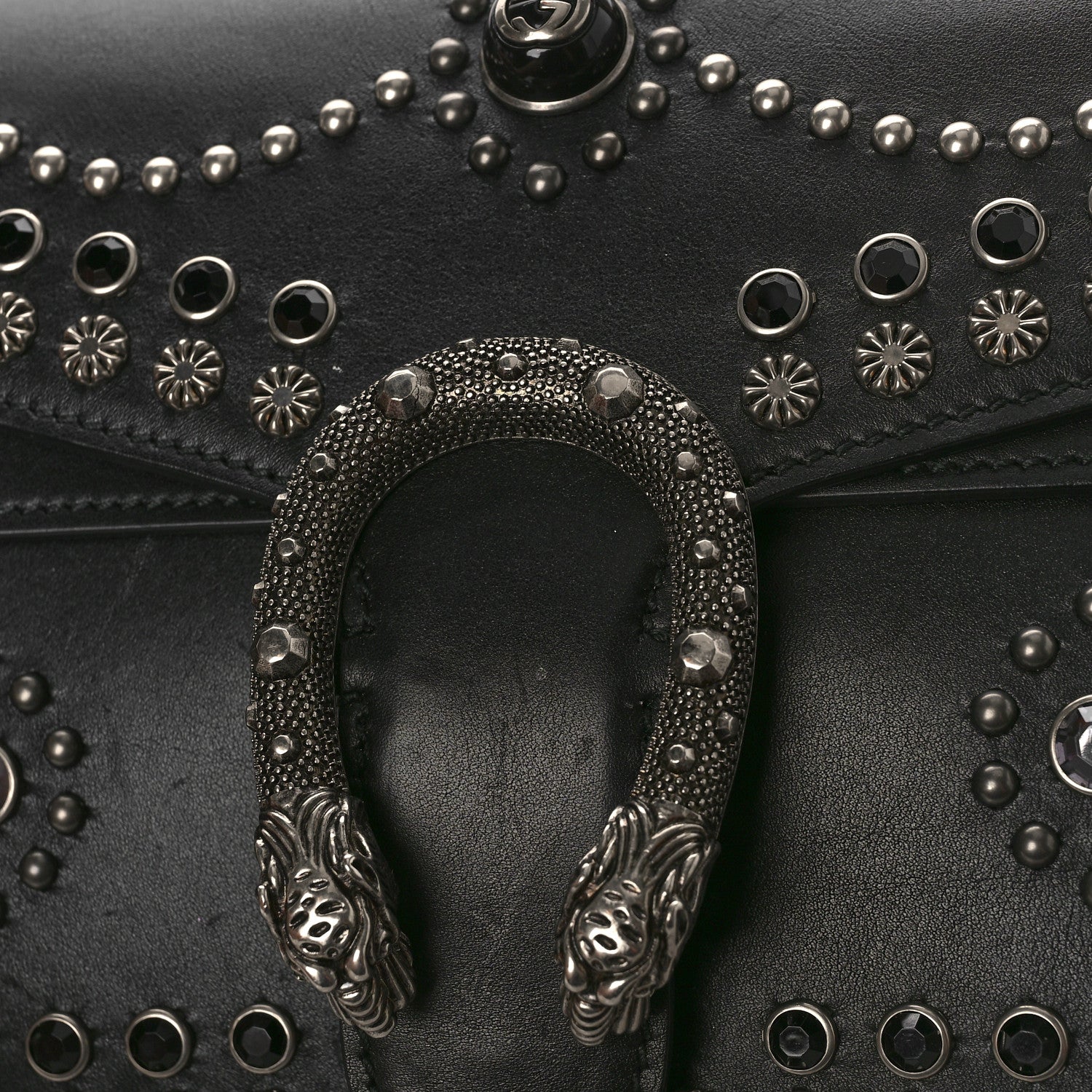 Gucci Calfskin Studded Small Dionysus Shoulder Bag Black 10 of 12