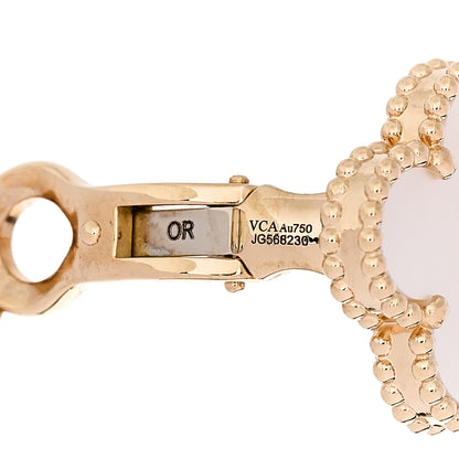 Van Cleef & Arpels 18K Yellow Gold Mother of Pearl Vintage Alhambra Earrings 4 of 5