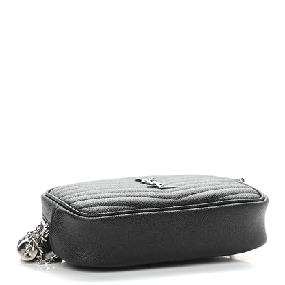 Saint Laurent Grain De Poudre Matelasse Monogram Mini Lou Camera Bag Black 4 of 9