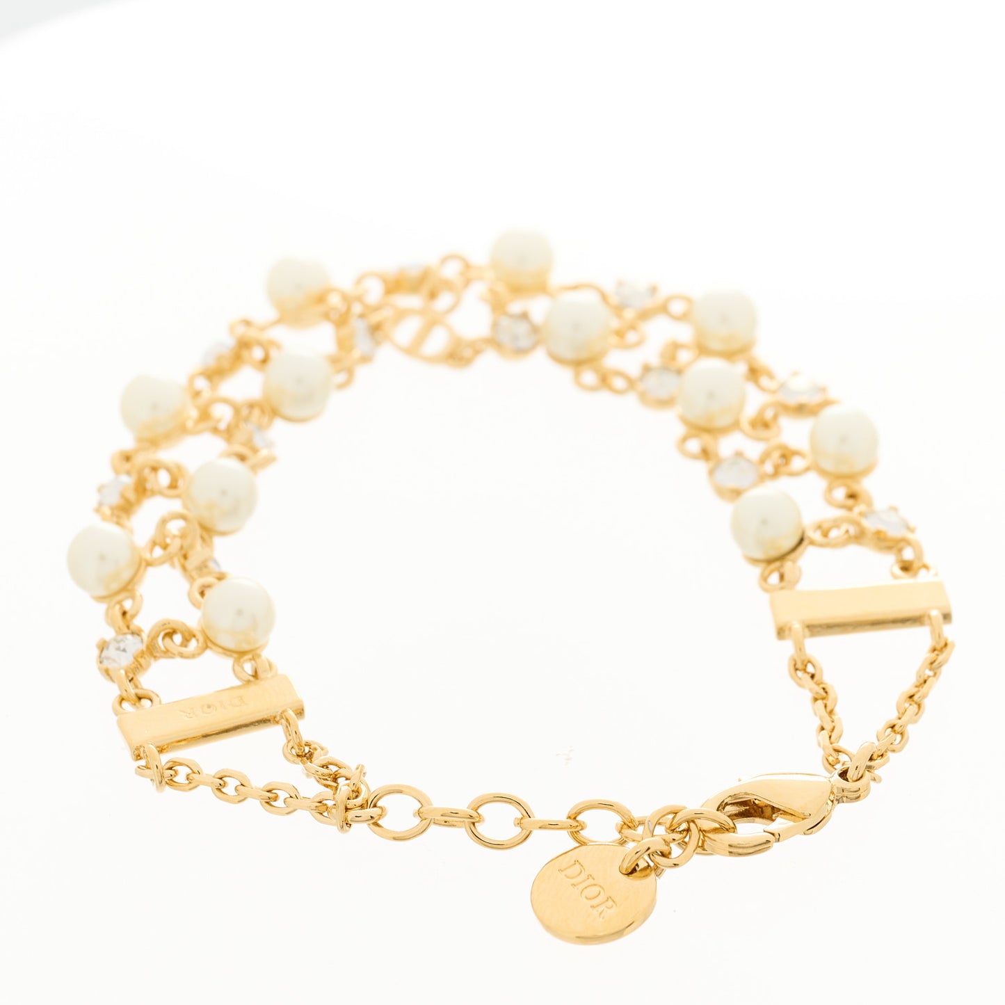 Crystal Pearl Resin Treasure Bracelet Gold