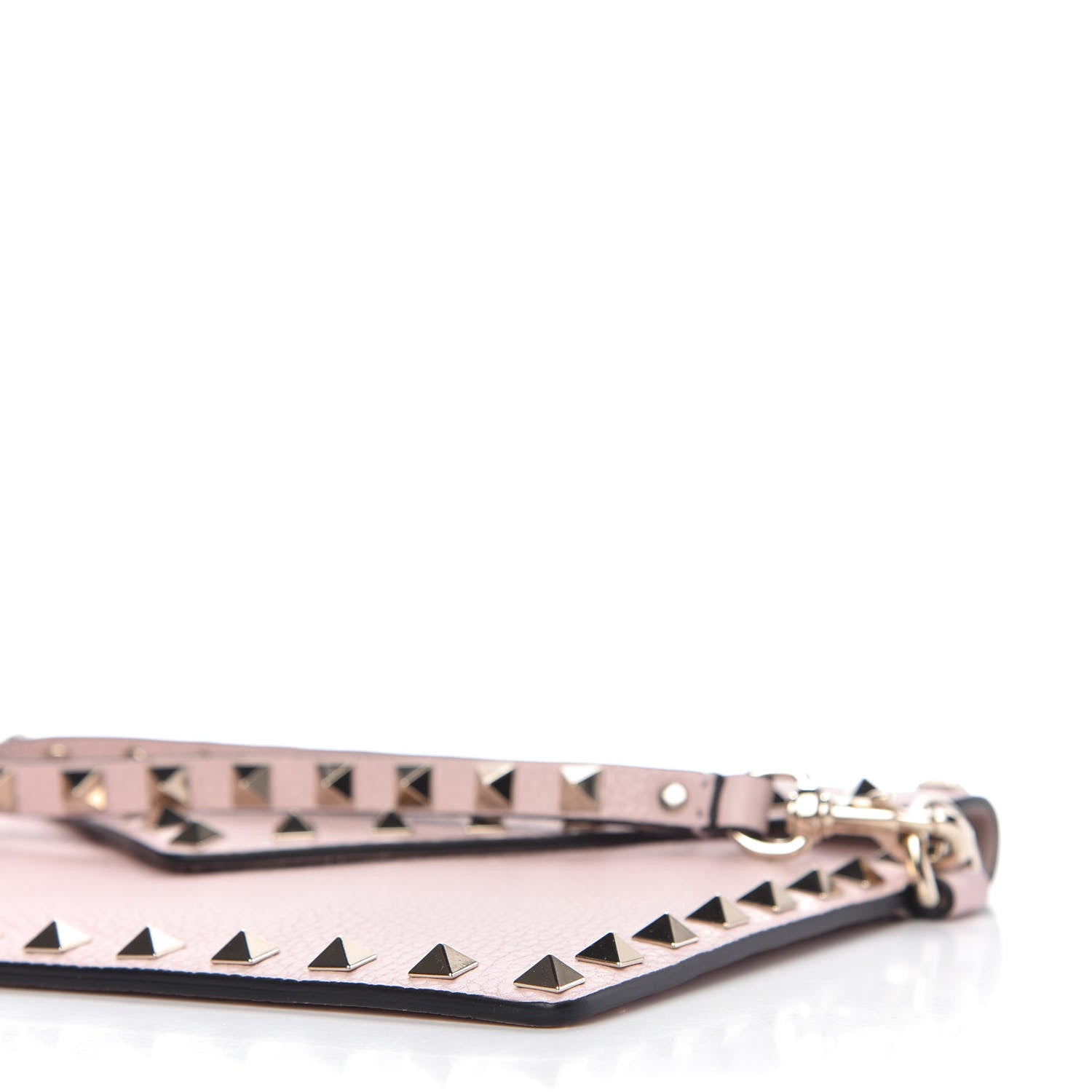 Valentino Garavani Pebbled Calfskin Medium Rockstud Envelope Flat Wristlet Pouch Water Rose 7 of 9