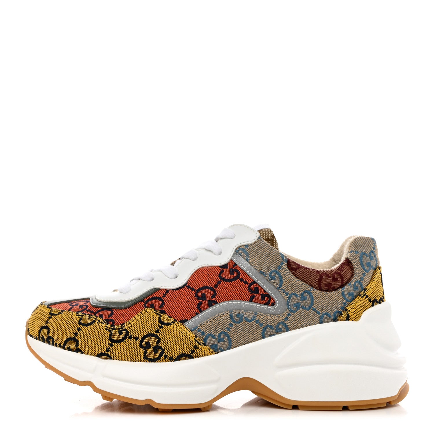 Gucci Monogram Multicolor Demetra Womens Rhyton Sneakers 35 Yellow Blue Great White Tabasco 1 of 8