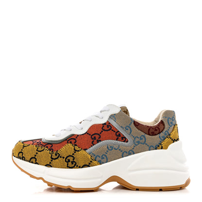 Gucci Monogram Multicolor Demetra Womens Rhyton Sneakers 35 Yellow Blue Great White Tabasco 1 of 8