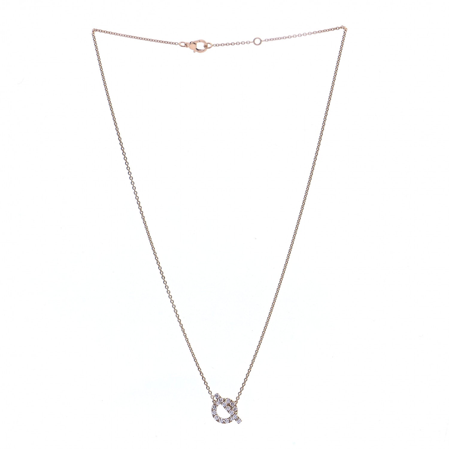 Hermes 18K Rose Gold Diamond Finesse Pendant Necklace 3 of 6
