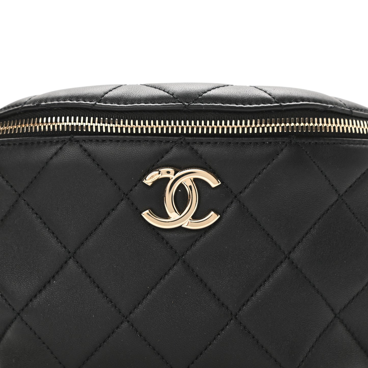 Lambskin Quilted Resin Bi-Color Waist Bag Fanny Pack Black