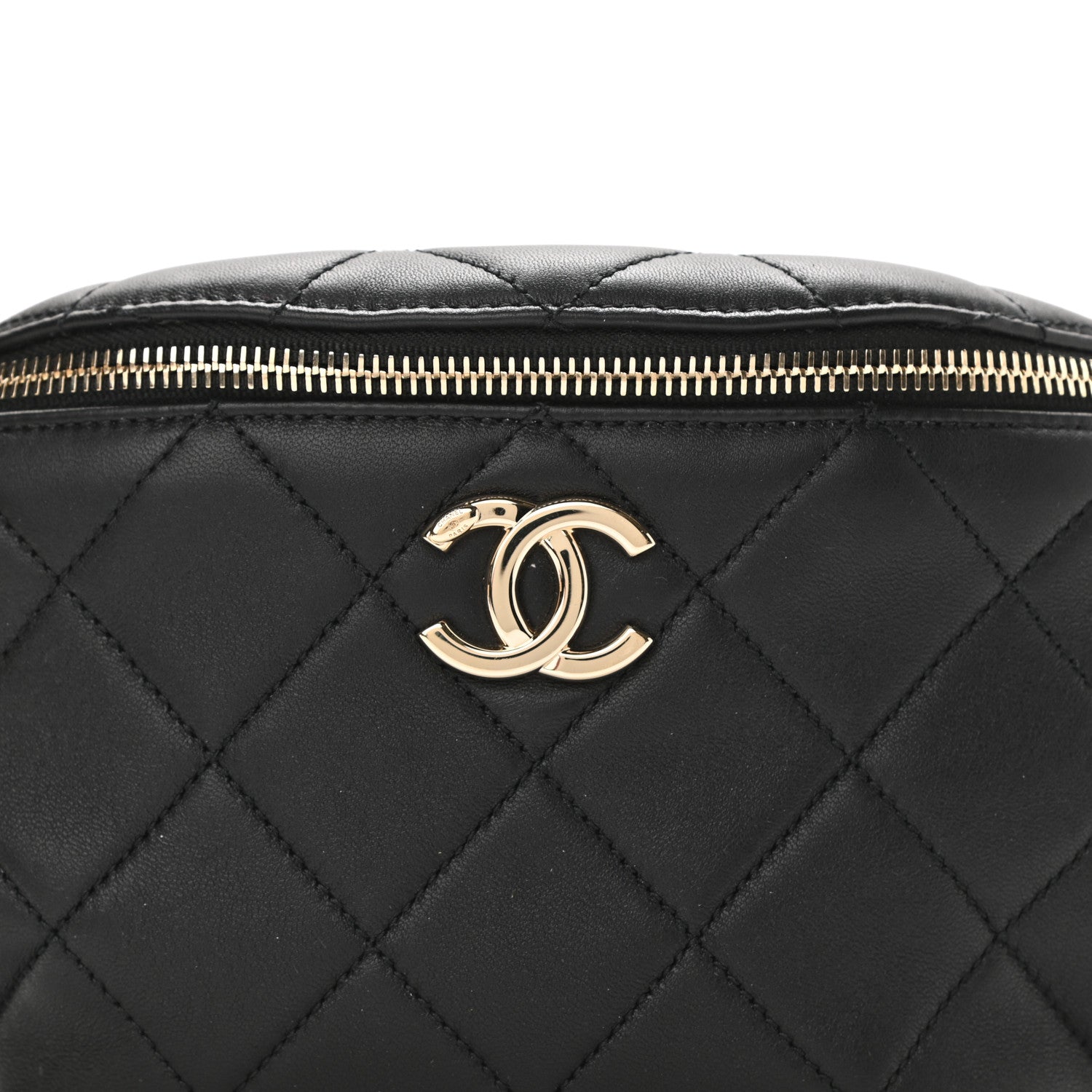 Chanel Lambskin Quilted Resin Bi-Color Waist Bag Fanny Pack Black 8 of 10