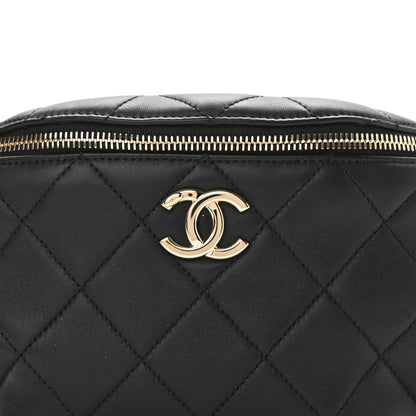 Chanel Lambskin Quilted Resin Bi-Color Waist Bag Fanny Pack Black 8 of 10