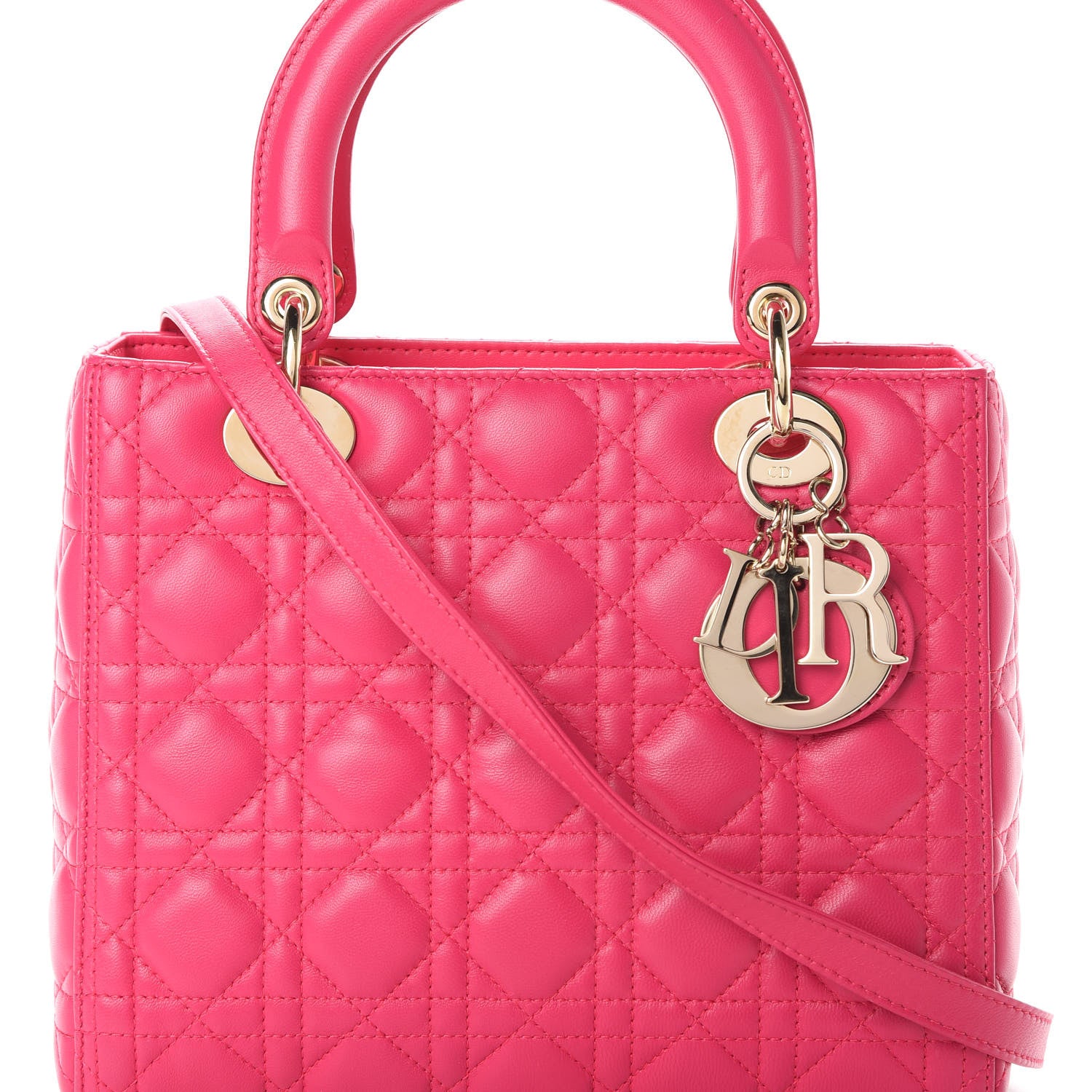 Christian Dior Lambskin Cannage Medium Lady Dior Pink 9 of 16