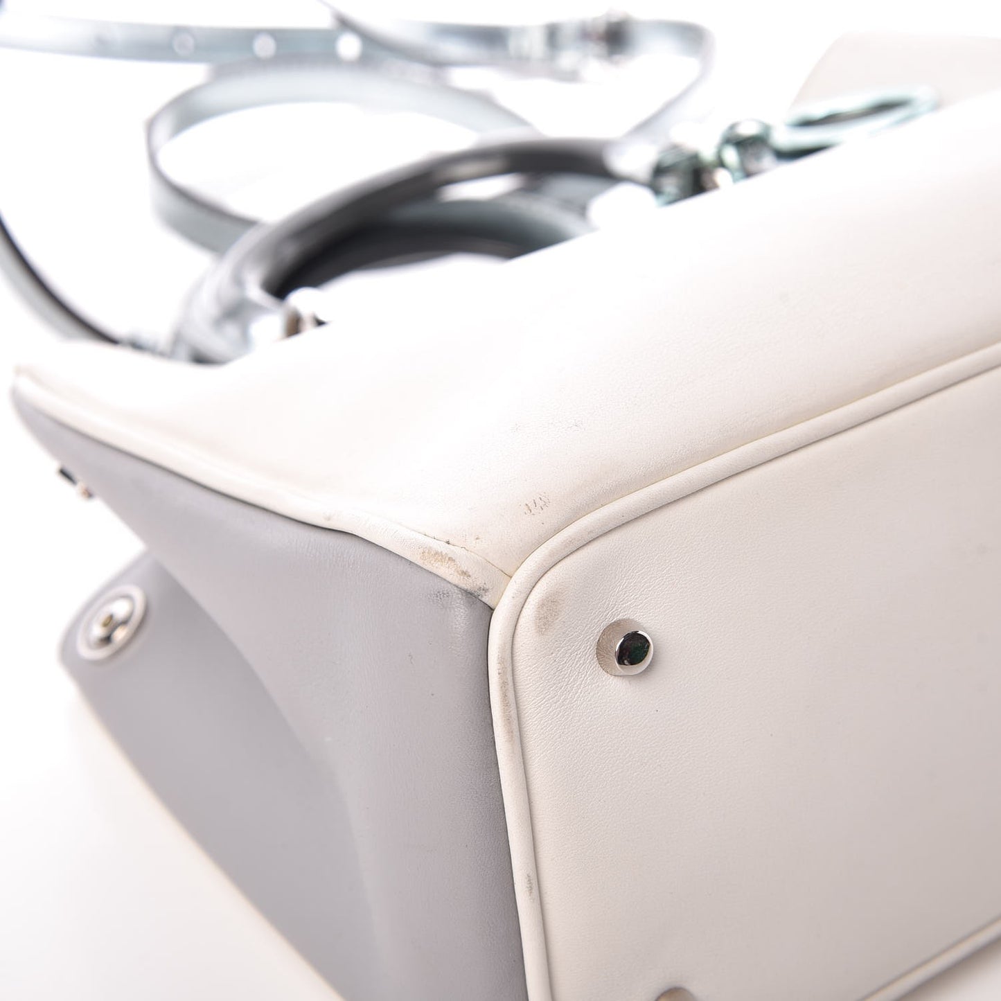 Calfskin Small Diorissimo White Grey