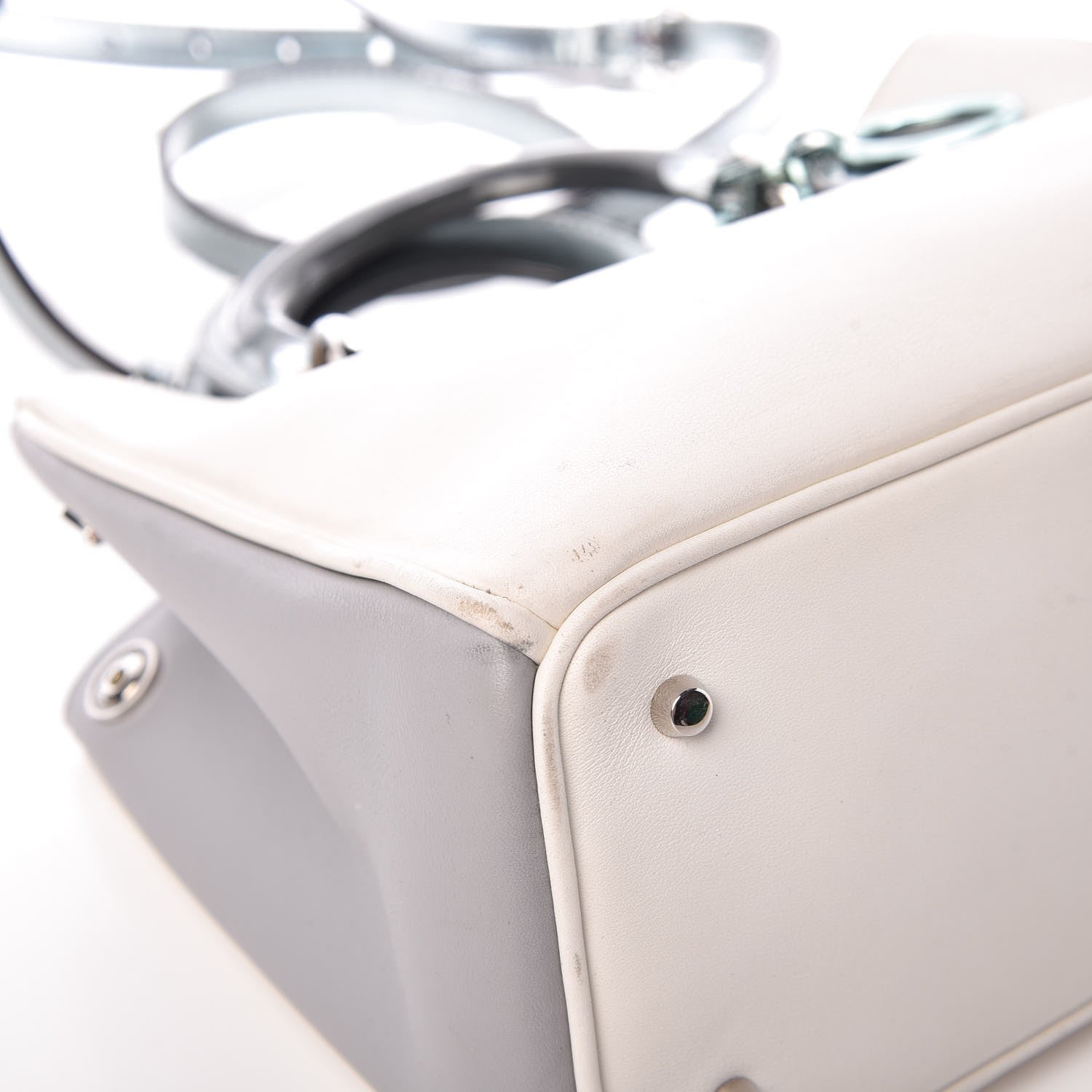 Christian Dior Calfskin Small Diorissimo White Grey 13 of 16