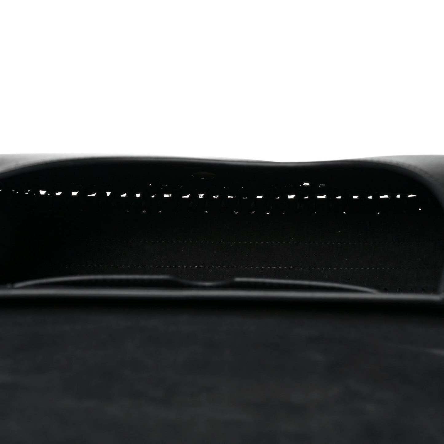 Grained Calfskin Large Fringe Bobby Flap Black