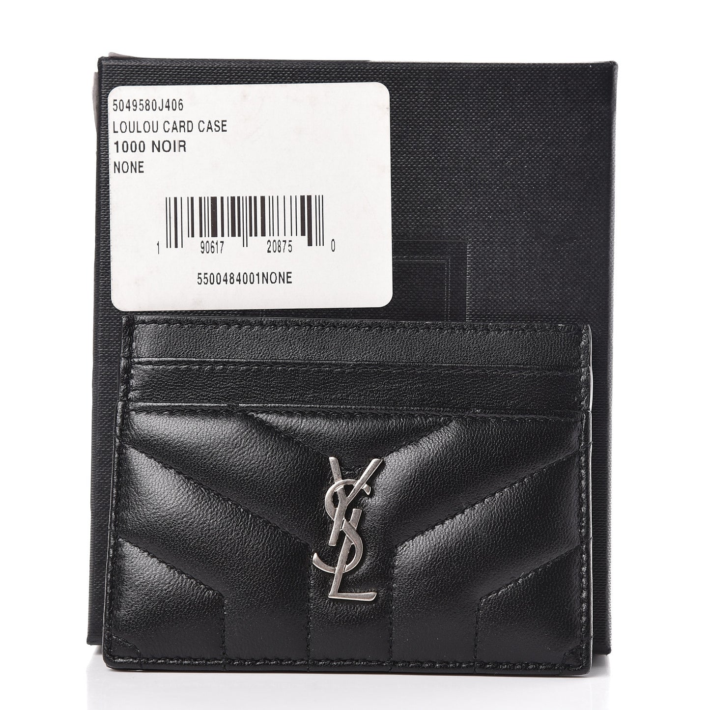 Calfskin Y Quilted Monogram LouLou Credit Card Case Black