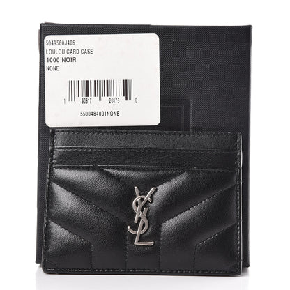 Saint Laurent Calfskin Y Quilted Monogram LouLou Credit Card Case Black 8 of 8