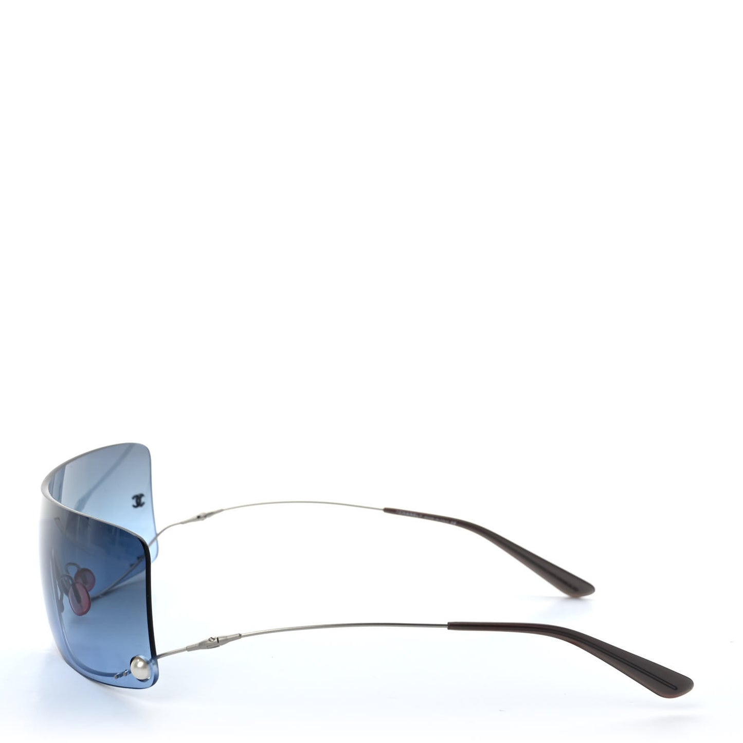 Rimless Shield Pearl Sunglasses 4077 Gradient Blue