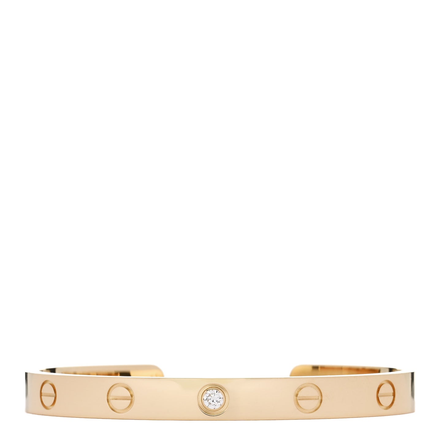 18K Yellow Gold 1 Diamond LOVE Cuff Bracelet 17