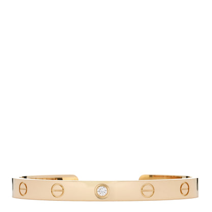Cartier 18K Yellow Gold 1 Diamond LOVE Cuff Bracelet 17 1 of 4