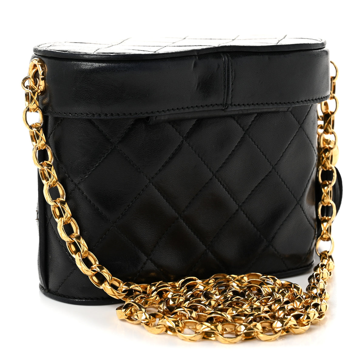 Lambskin Quilted Tassel Shoulder Bag Black