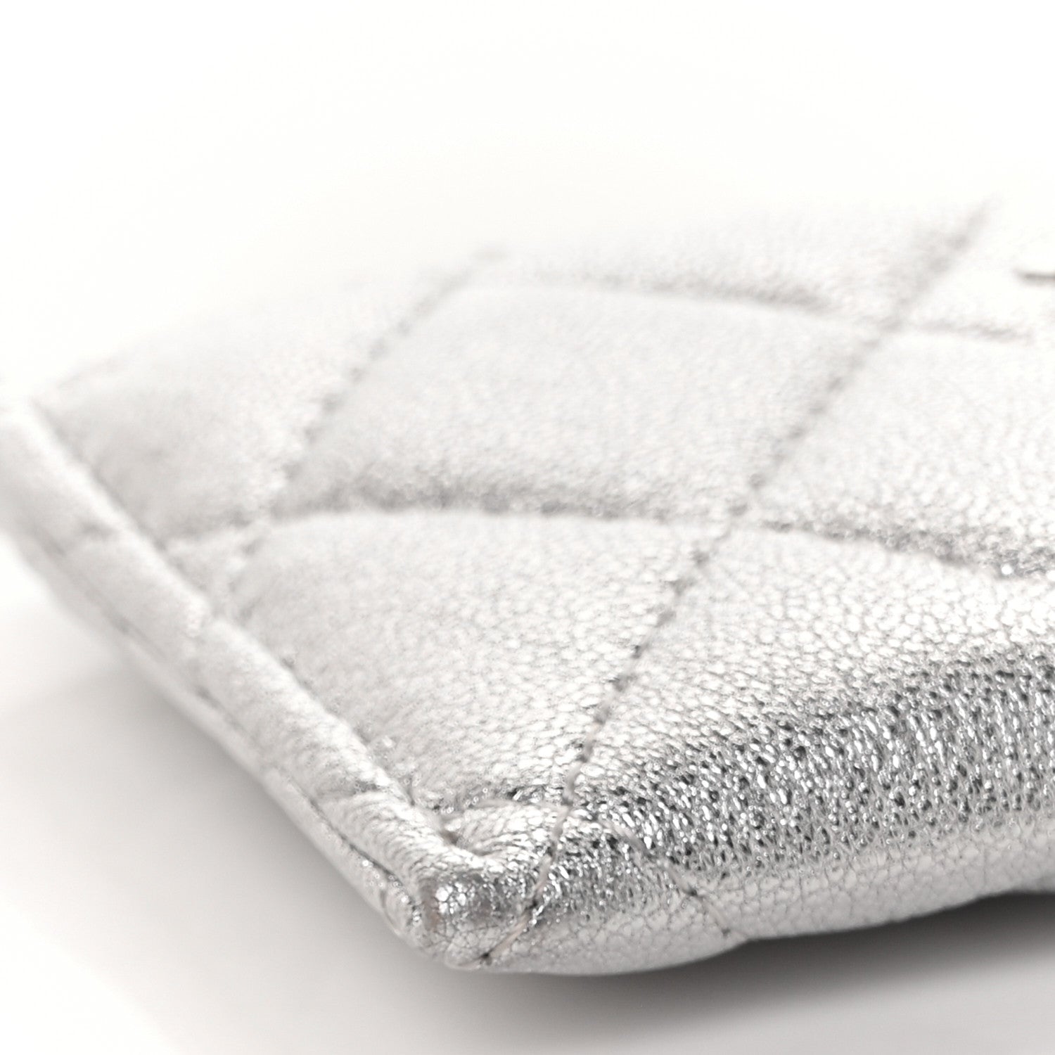 Chanel Metallic Lambskin Quilted Card Holder Silver 9 of 10