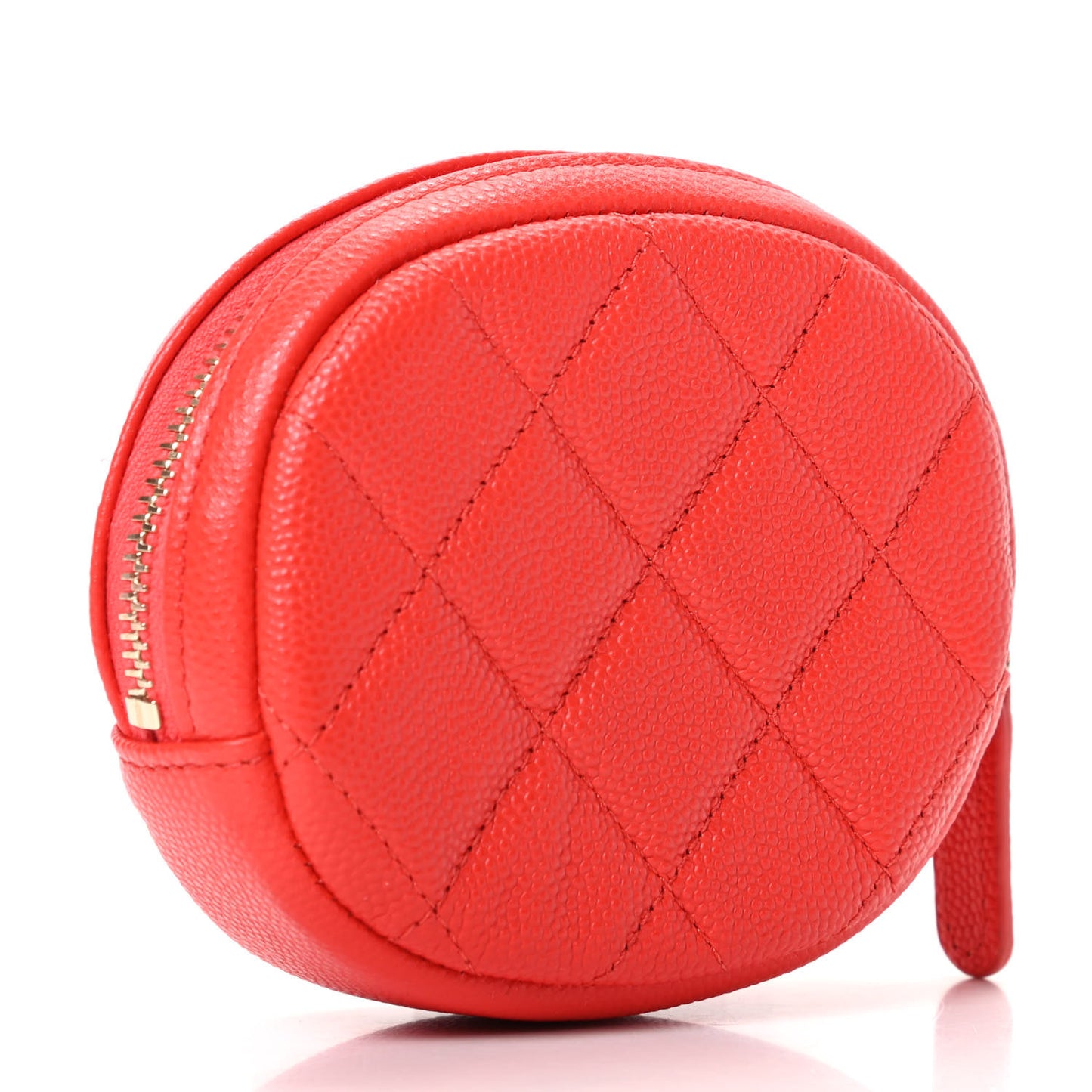 Caviar Quilted Zip Around Classic Coin Purse Red