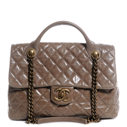 Chanel Glazed Calfskin Castle Rock Large Flap Dark Beige 1 of 8
